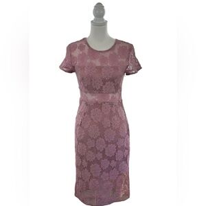 NSR Women’s Pink Lace Short Sleeve Midi Dress Size Small